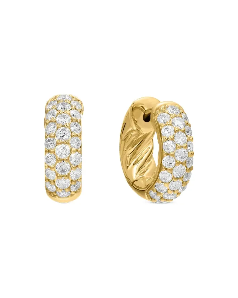 David Yurman 18kt DY Mercer Micro Gelbgoldcreolen mit Diamanten (13,5mm Gold