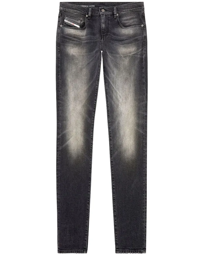 Diesel D-Strukt Jeans mit Stone-Wash-Optik - Schwarz Schwarz