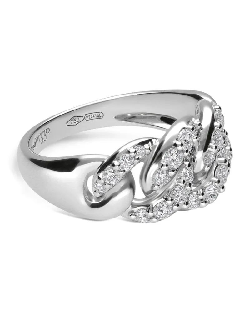 LEO PIZZO 18kt Gourmette Weißgoldring mit Diamanten - Silber Silber