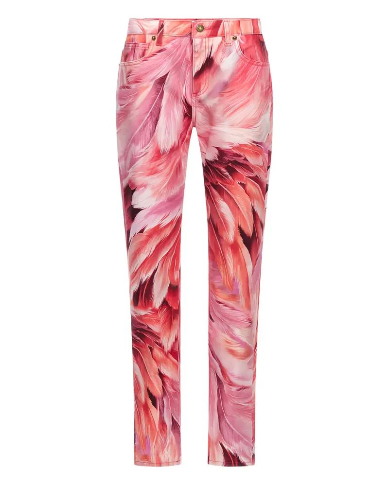 Roberto Cavalli Jeans mit Feder-Print - Rosa Rosa