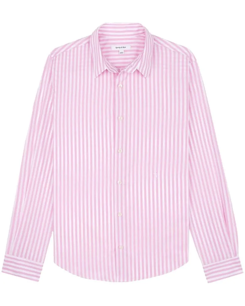 SPORTY & RICH Gestreiftes Hemd mit Logo-Stickerei - Rosa Rosa