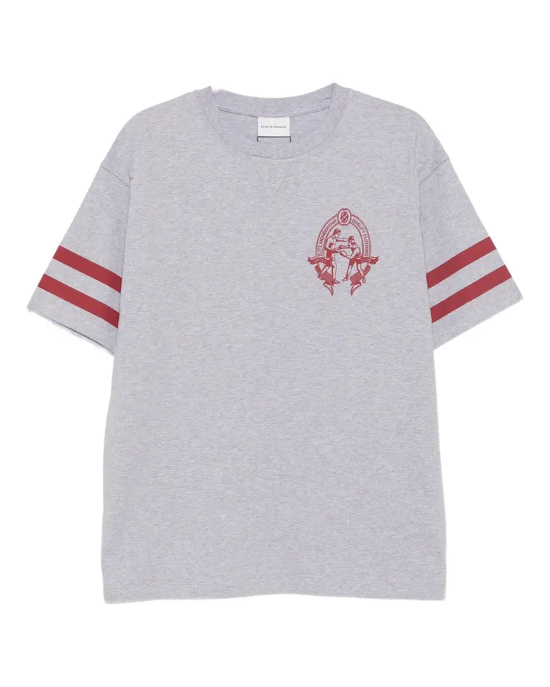 Drôle de Monsieur Boxers graphic-print striped-sleeve T-shirt - Grau Grau