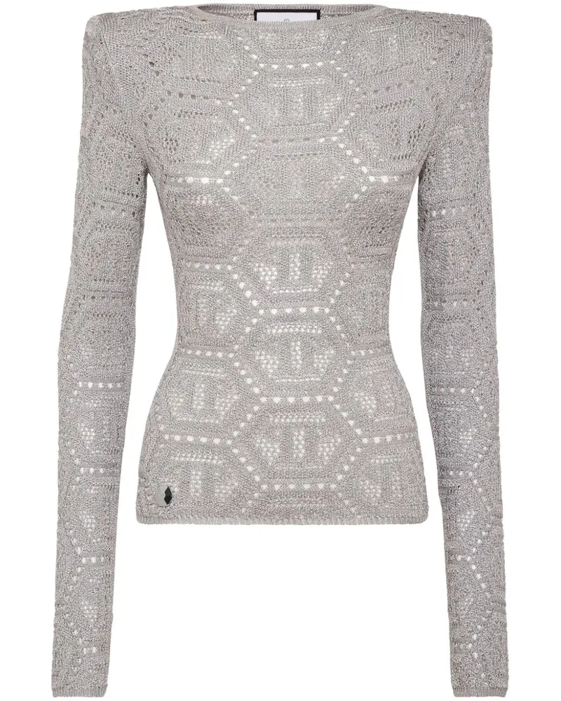Philipp Plein Strickoberteil mit Logo-Stickerei - Grau Grau