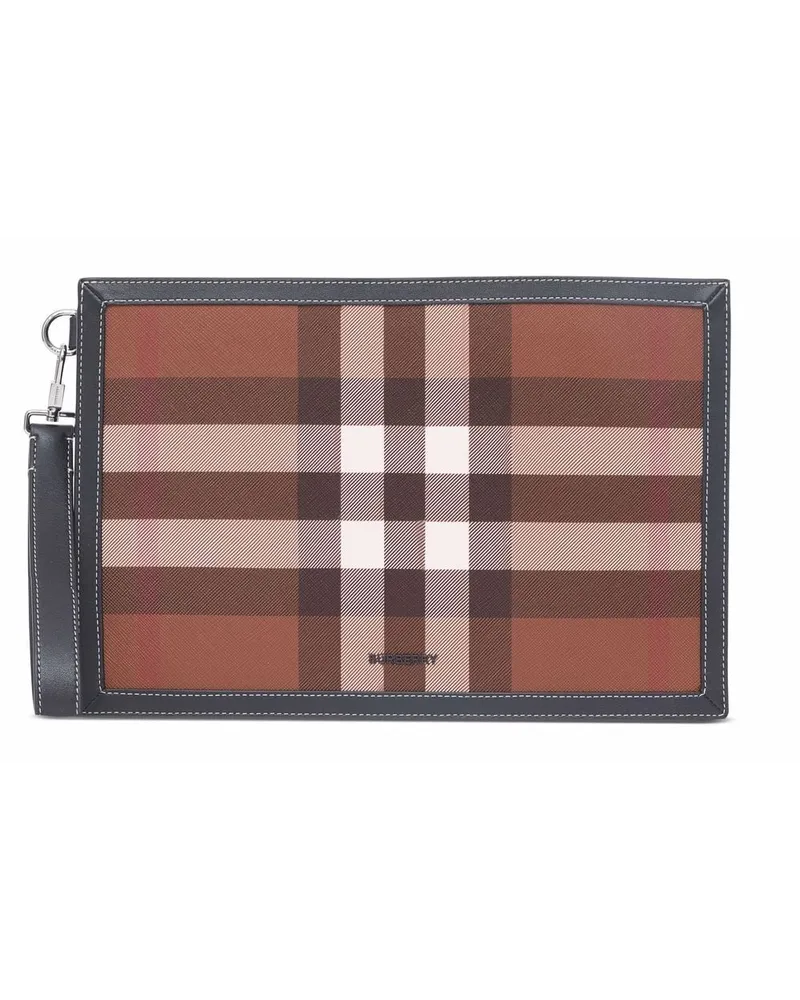 Burberry Clutch mit Karomuster - Braun Braun