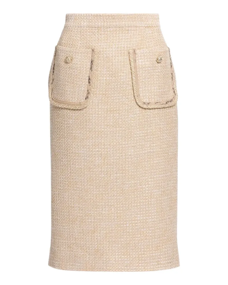 Elie Saab Midirock aus Tweed mit Python-Print - Nude Nude