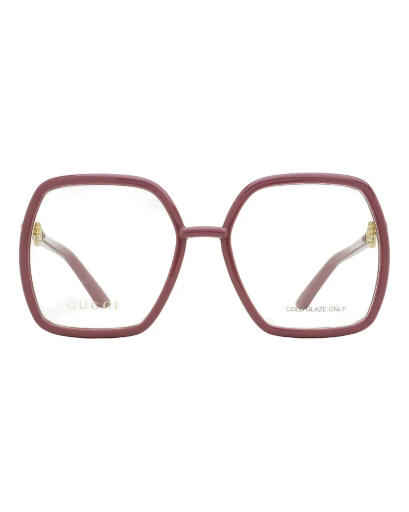Gucci Eckige Horsebit Brille - Rosa Rosa