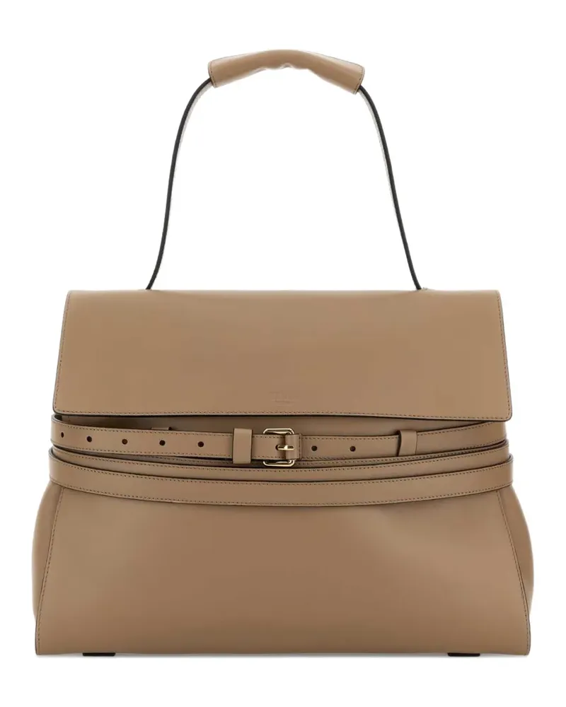 Moschino belted leather shoulder bag - Nude Nude
