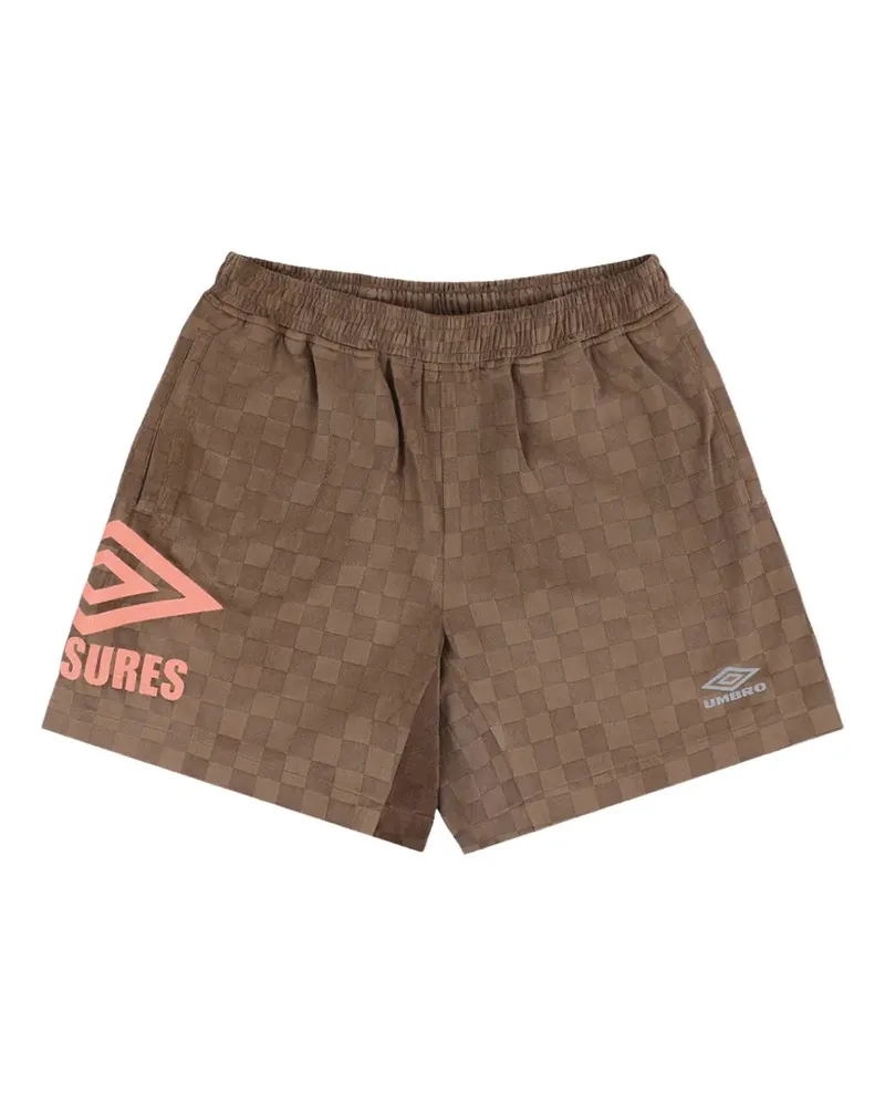 PLEASURES x Umbro karierte Shorts - Braun Braun