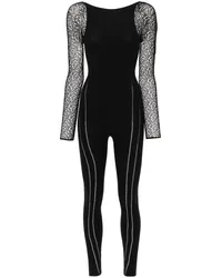 Wolford W Net Jumpsuit mit Logo-Print Schwarz