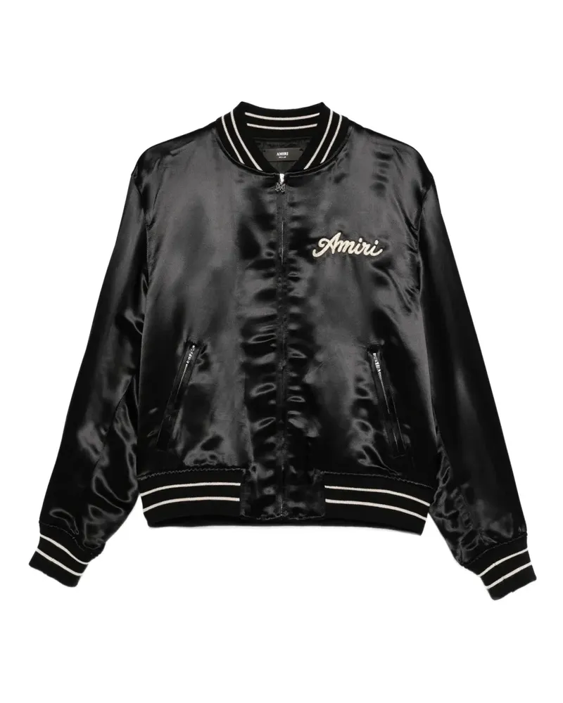 Amiri Bestickte Bomberjacke aus Satin - Schwarz Schwarz
