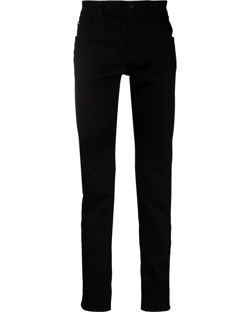 Dolce & Gabbana Slim-Fit-Jeans mit Logo-Patch - Schwarz Schwarz