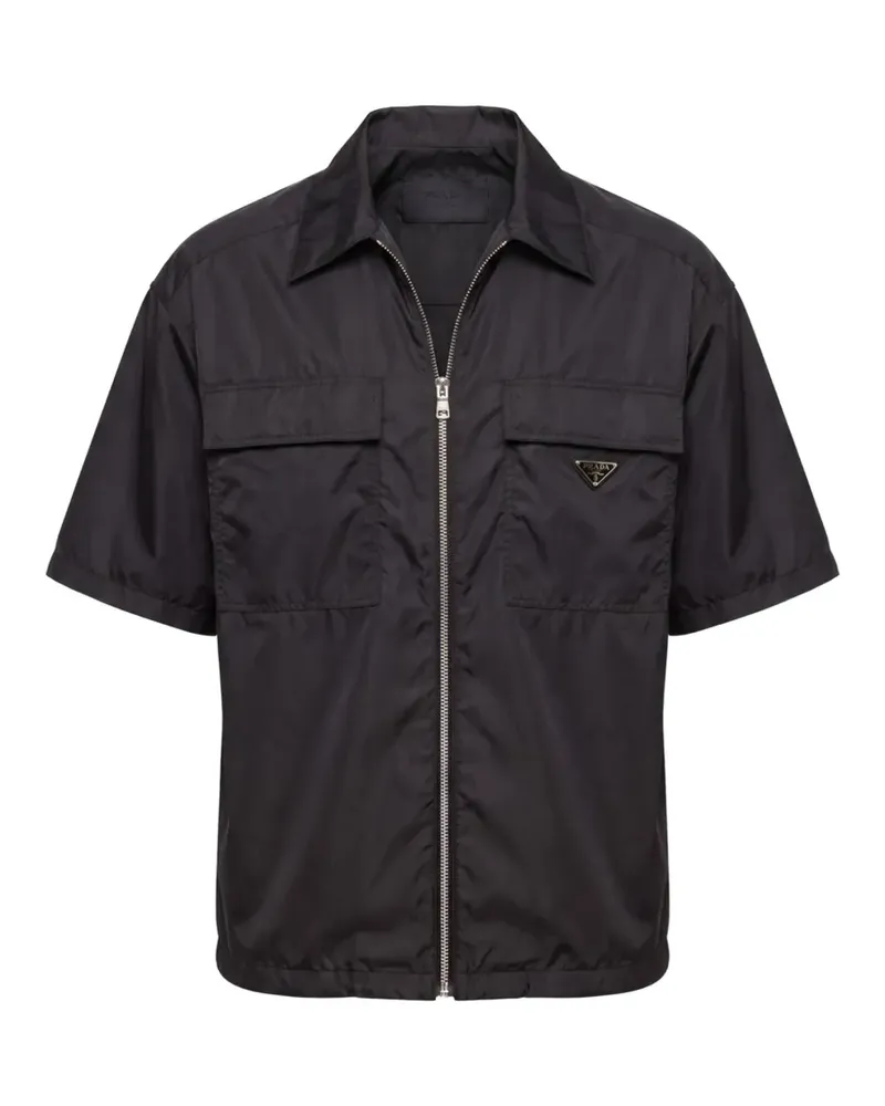 Prada Leichtes Kurzarm-Hemd aus Re-Nylon - Schwarz Schwarz