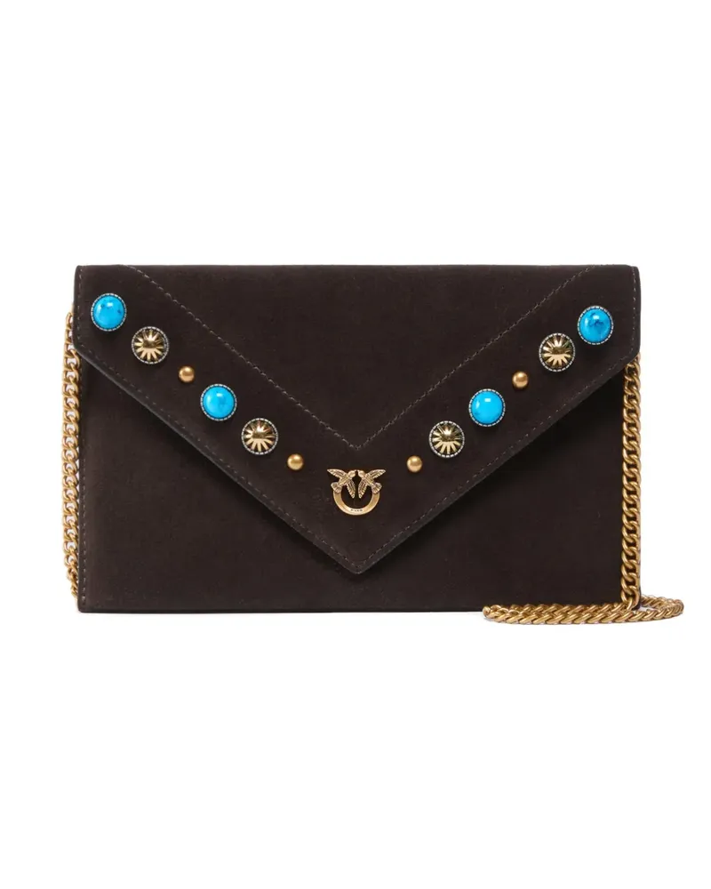 Pinko Verzierte Mini-Tasche mit Kettenriemen - Braun Braun