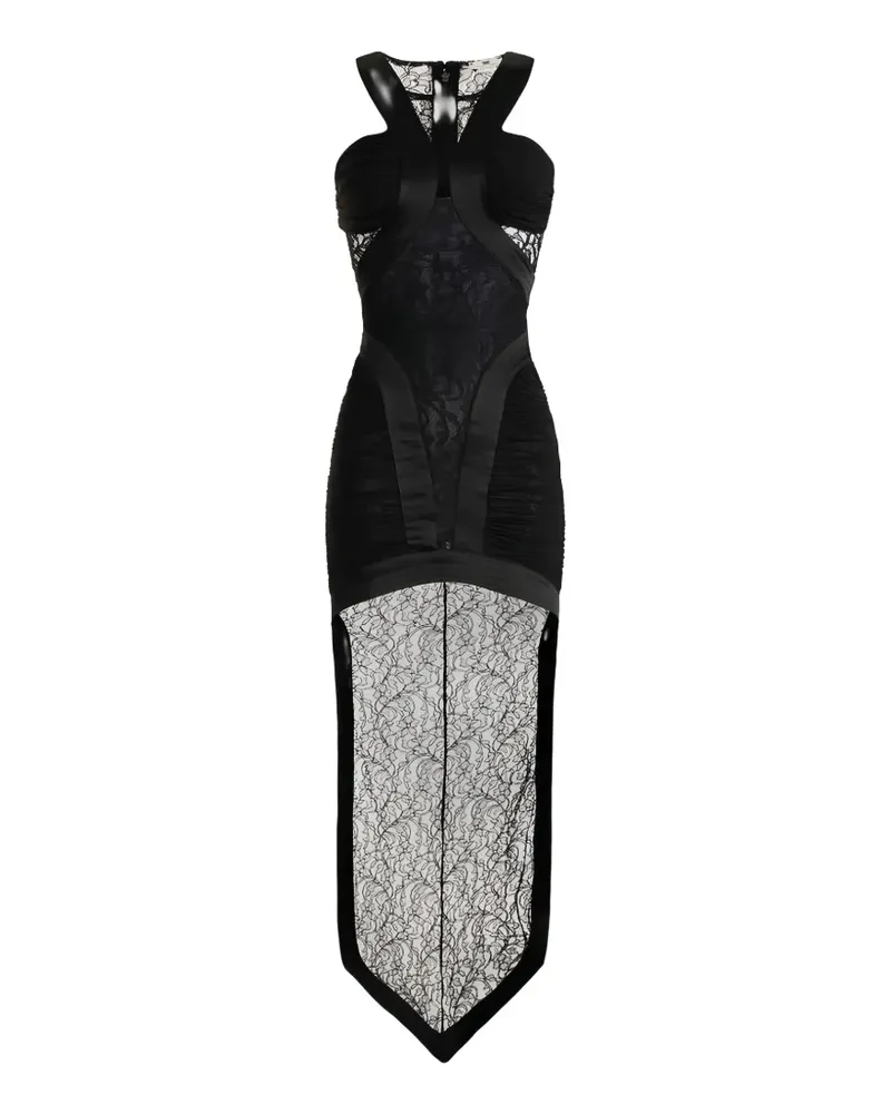 Elisabetta Franchi floral-lace train dress - Schwarz Schwarz