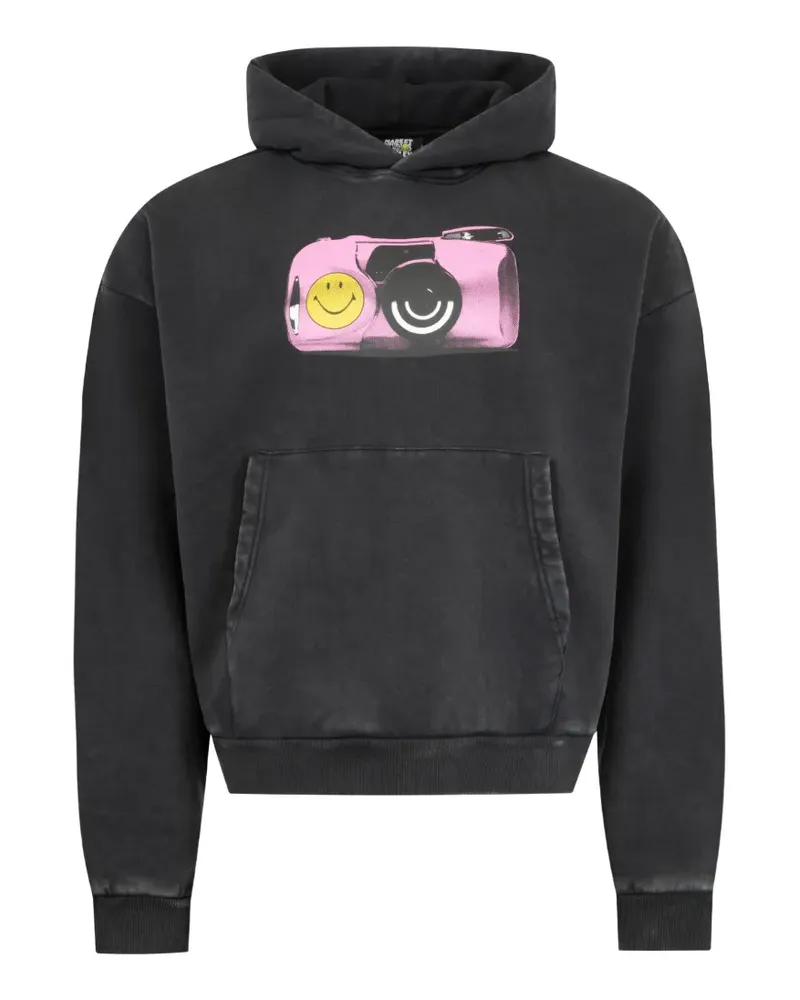 Market smiley graphic hoodie - Schwarz Schwarz