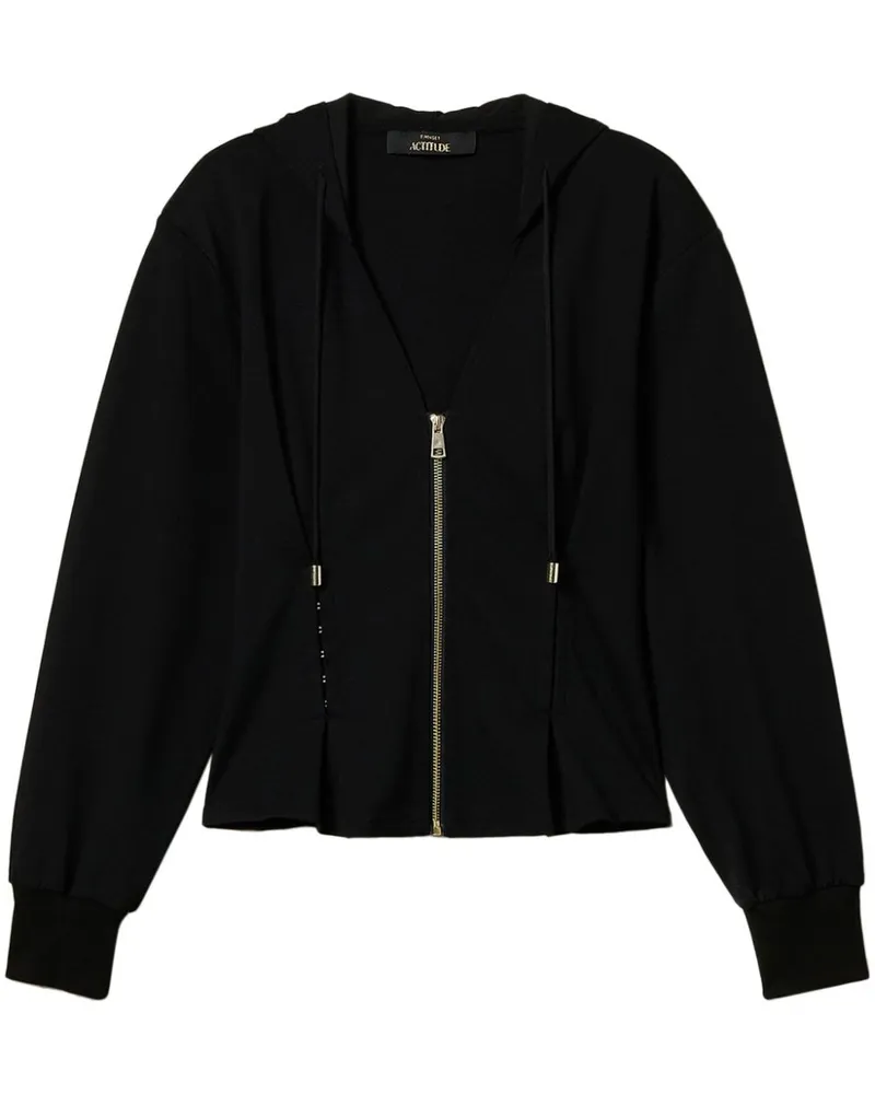 Twin-Set Schmaler Hoodie - Schwarz Schwarz