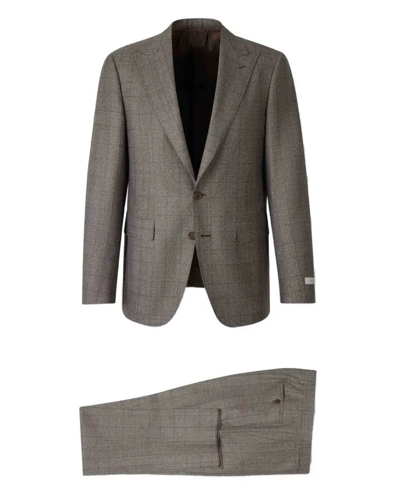 Canali Karierter Anzug - Braun Braun