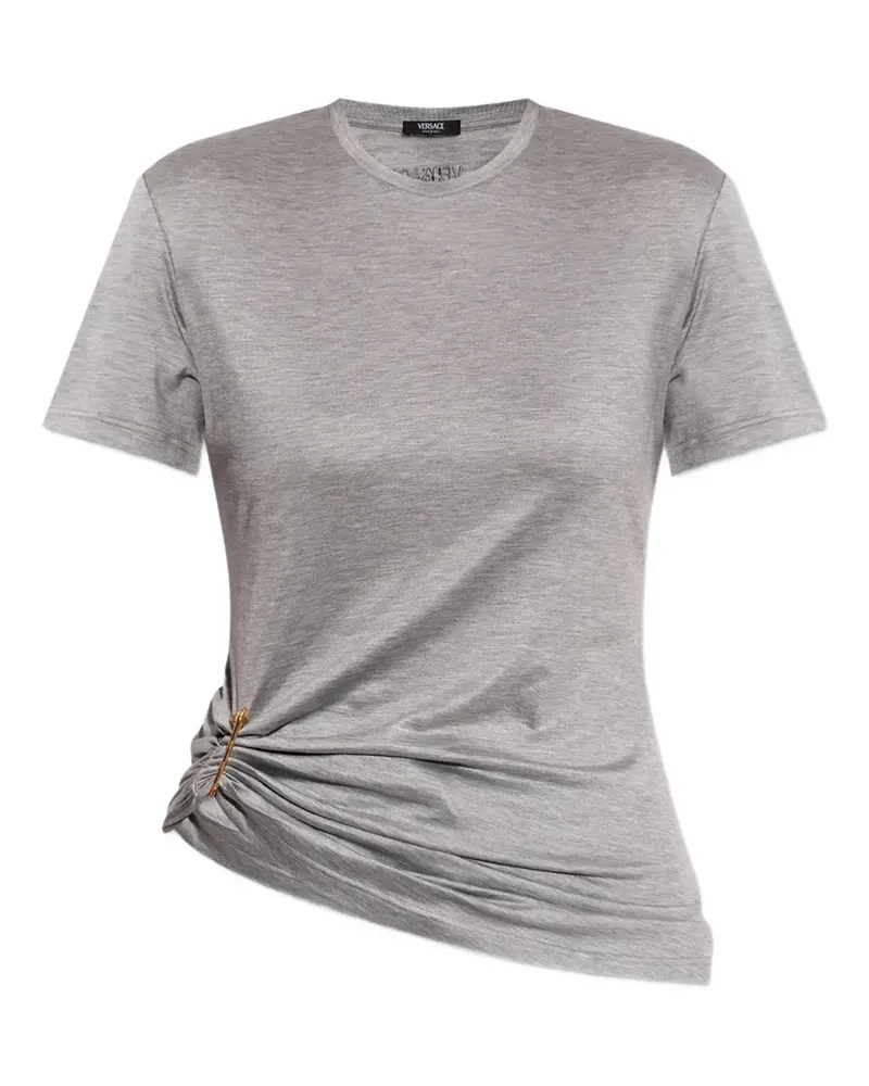 Versace T-Shirt mit Medusa-Anstecknadel - Grau Grau