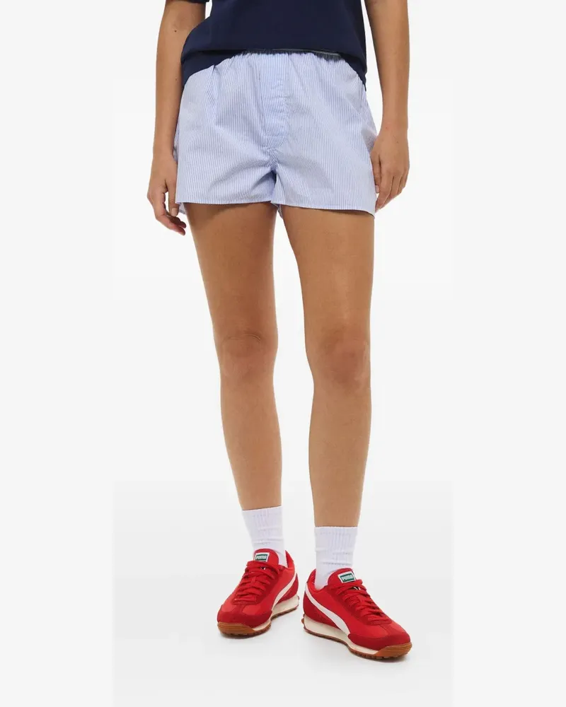SPORTY & RICH Gestreifte Shorts mit Logo-Detail - Blau Blau