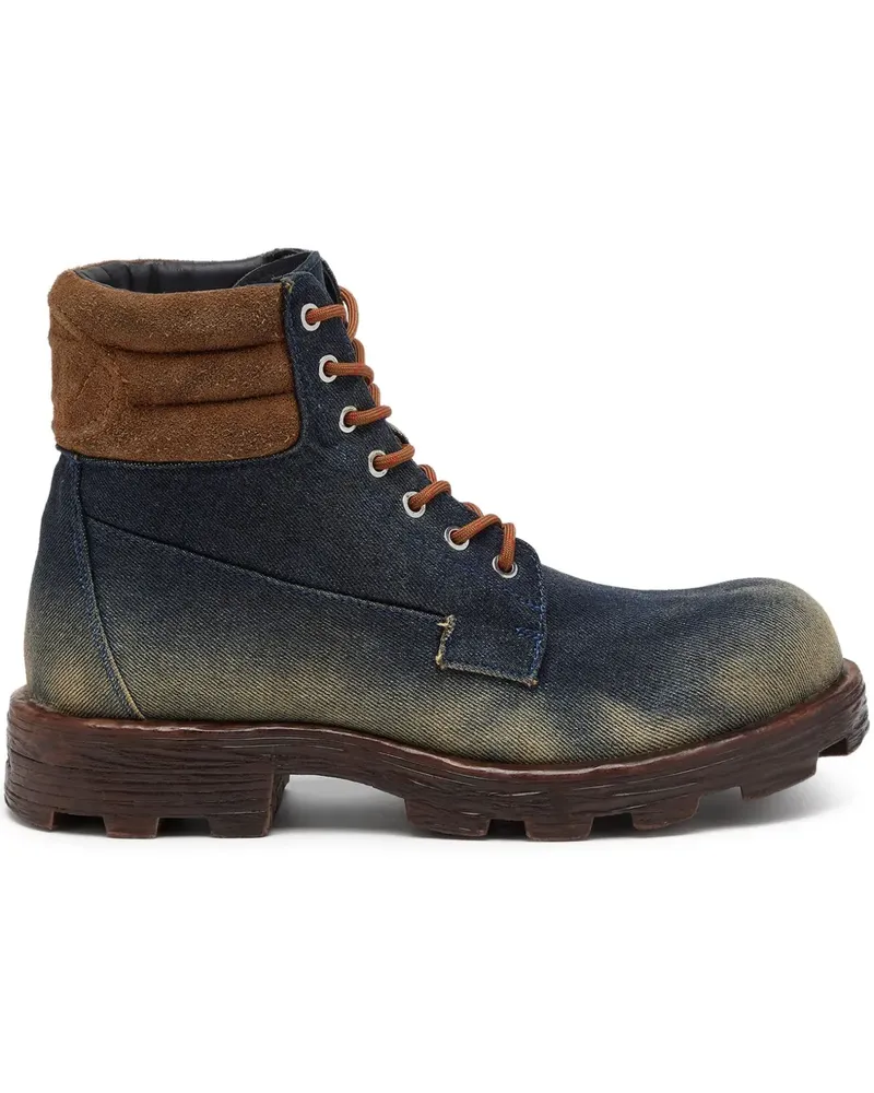 Diesel D-Hammer Schnürstiefel mit wattiertem Kragen - Blau Blau
