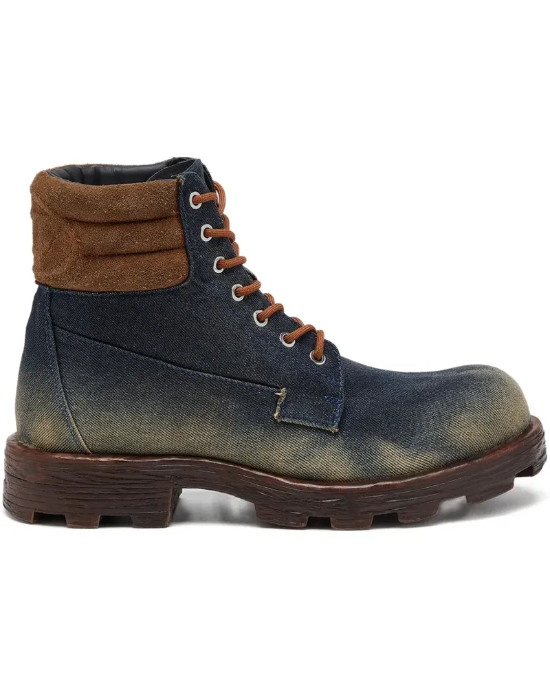 Diesel D-Hammer padded-collar lace-up boots - Blau Blau