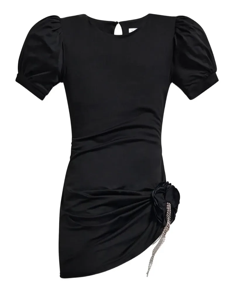 Area Kristall-Minikleid mit Puffärmeln - Schwarz Schwarz