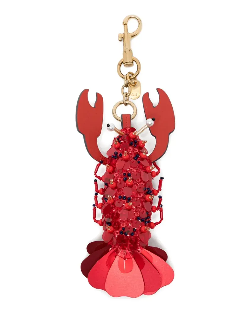 Anya Hindmarch Lobster sequin-embellished keyring - Rot Rot