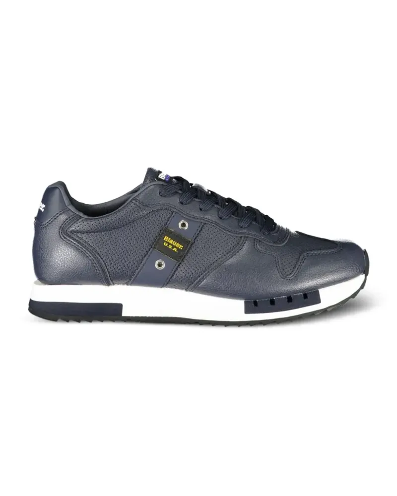 Blauer perforated leather sneakers Blau