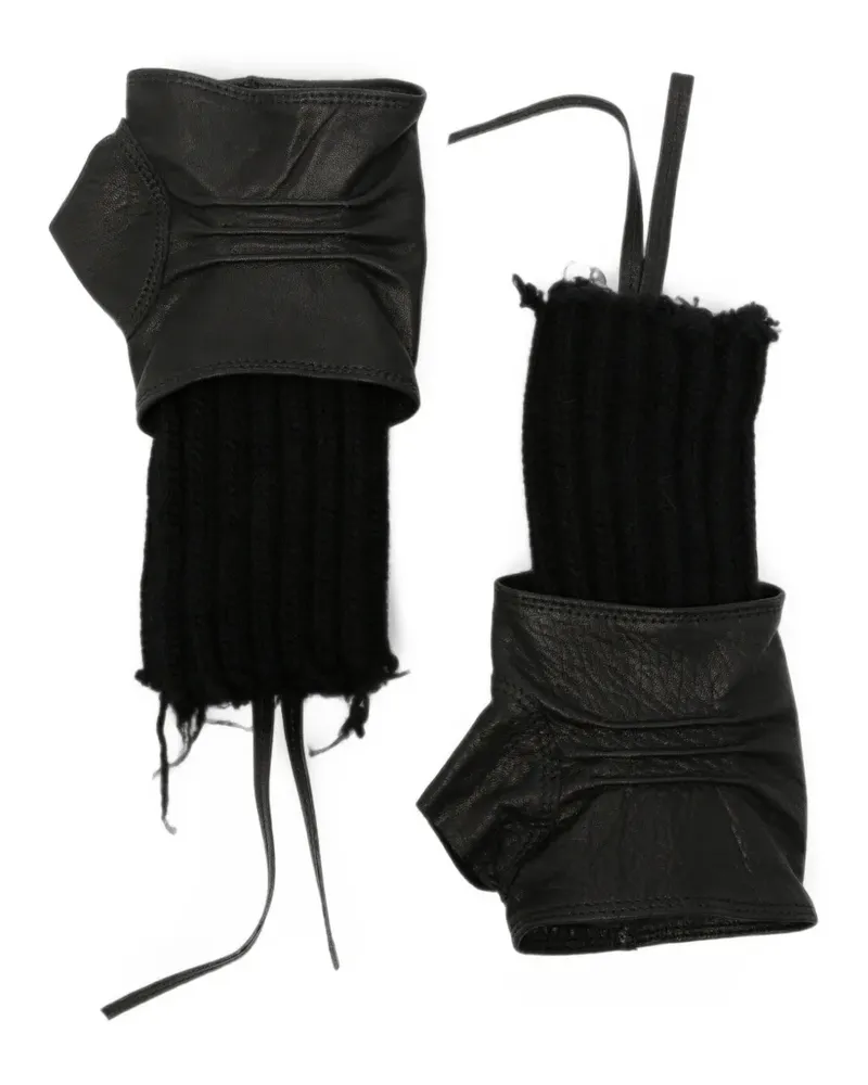 Isabel Benenato ribbed fingerless gloves - Schwarz Schwarz