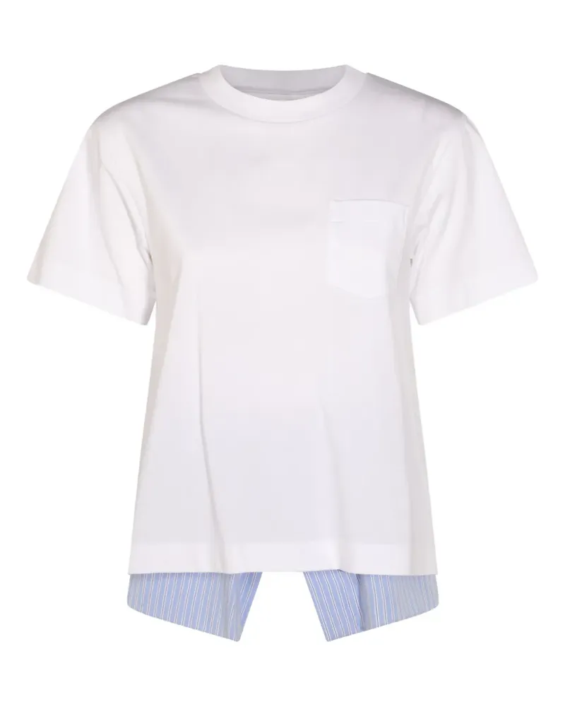 Sacai T-Shirt mit Streifendetail - 134 White/blue stripe 134