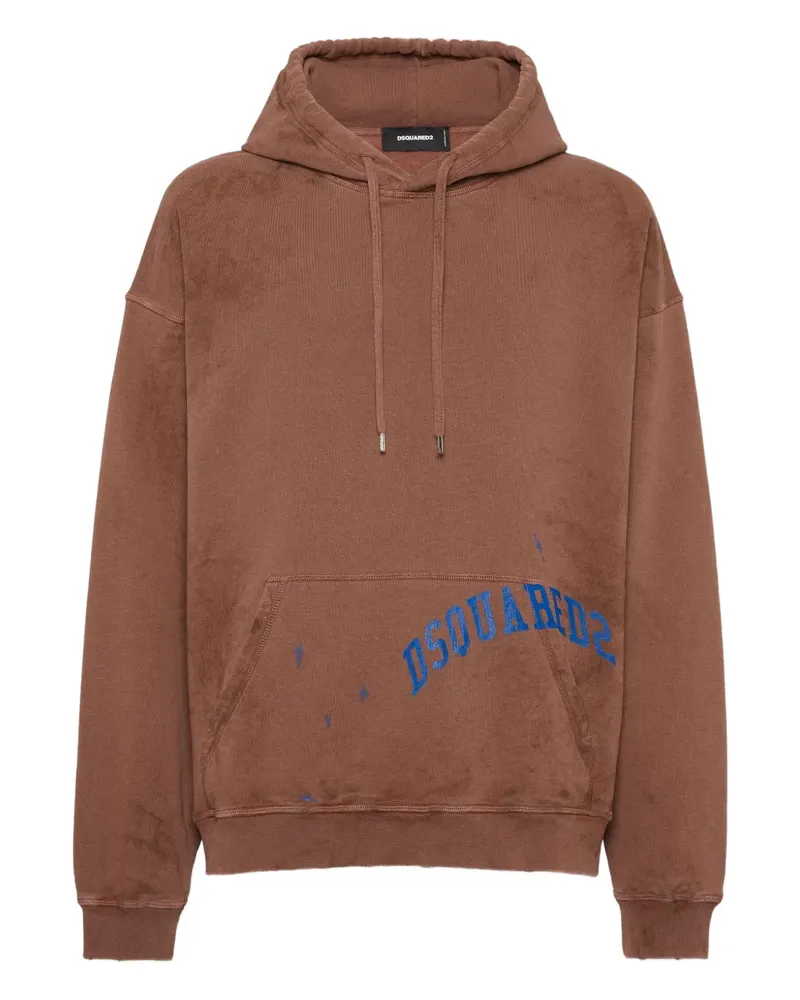 Dsquared2 Dirty Dyed Hoodie mit lockerem Schnitt - Braun Braun