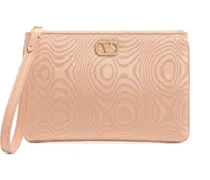 VLogo Signature Clutch aus Moiré-Stoff mit Juwelen-Logo - Rosa