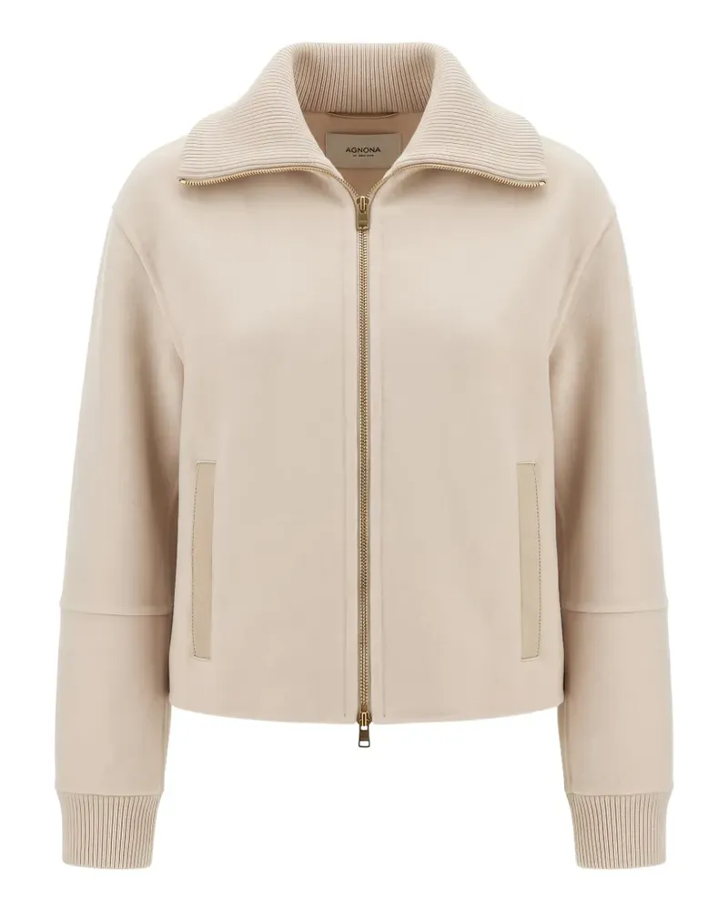 AGNONA cropped double-face bomber jacket - Nude Nude