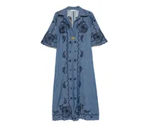 Aster Midikleid mit besticktem Wellensaum - Blau