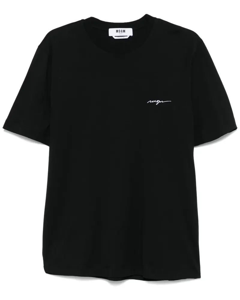 MSGM T-Shirt mit Logo-Stickerei - Schwarz Schwarz