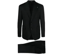 Einreihiger Anzug mit Anstecknadel - Schwarz