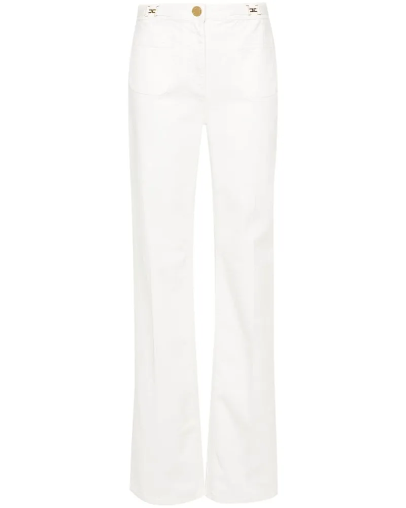 Elisabetta Franchi Straight-Leg-Jeans mit Logo-Schild Weiß
