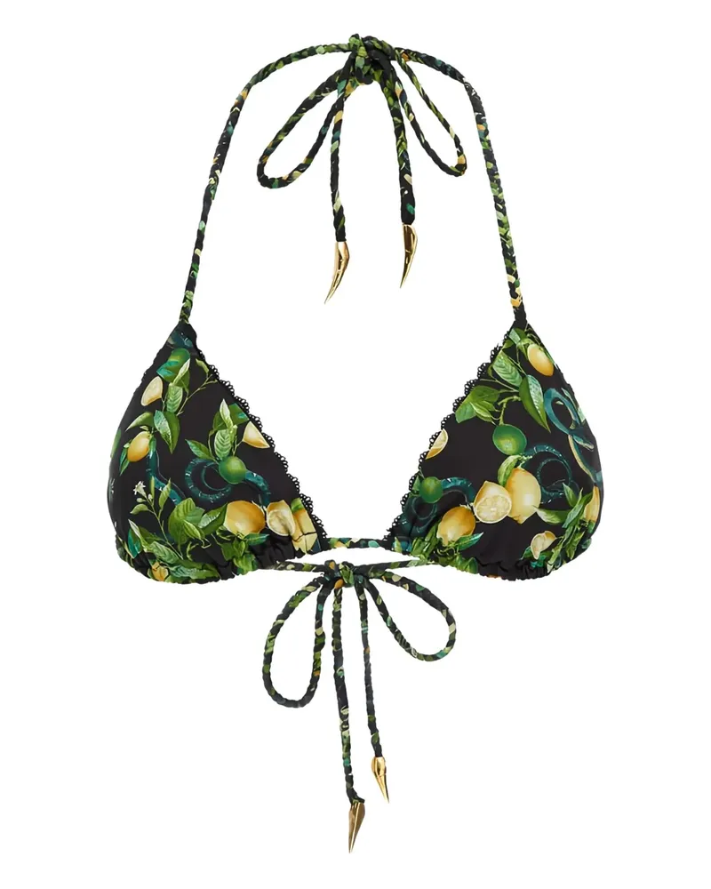 Roberto Cavalli Bikinioberteil mit Zitronen-Print - Schwarz Schwarz