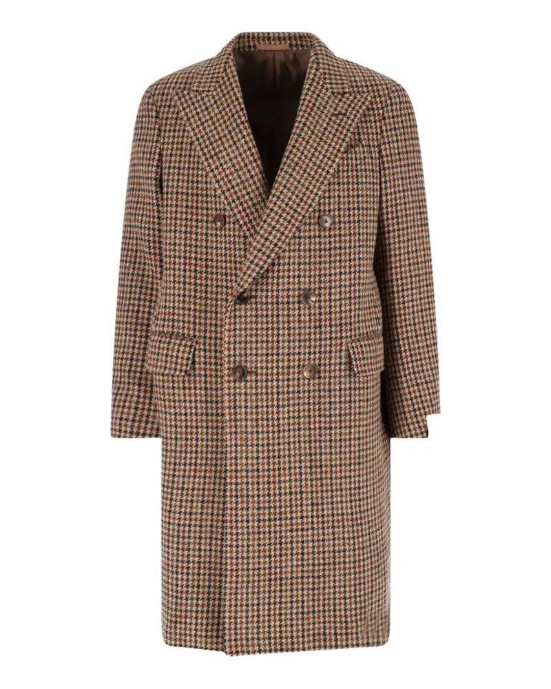 Caruso double-breasted wool coat - Nude Nude
