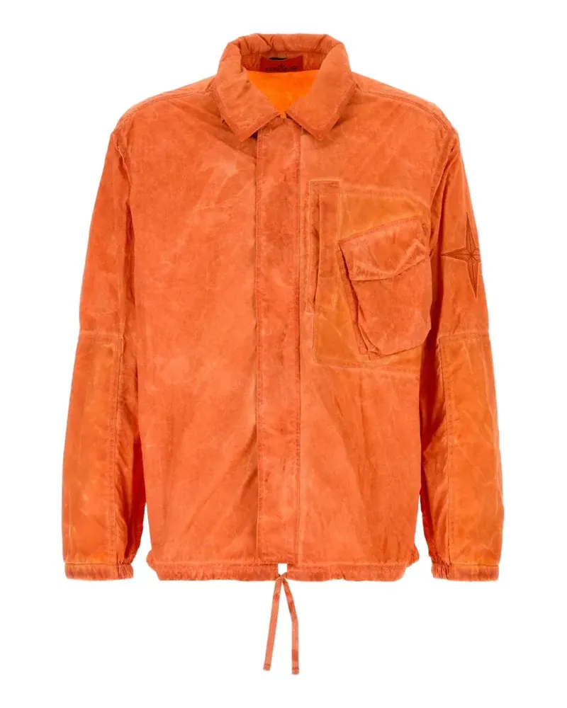 Stone Island 1200036 Overshirt aus ungleichmäßig pigmentgefärbtem Nylon Smerigliato und Nylon-Canvas - Orange Orange
