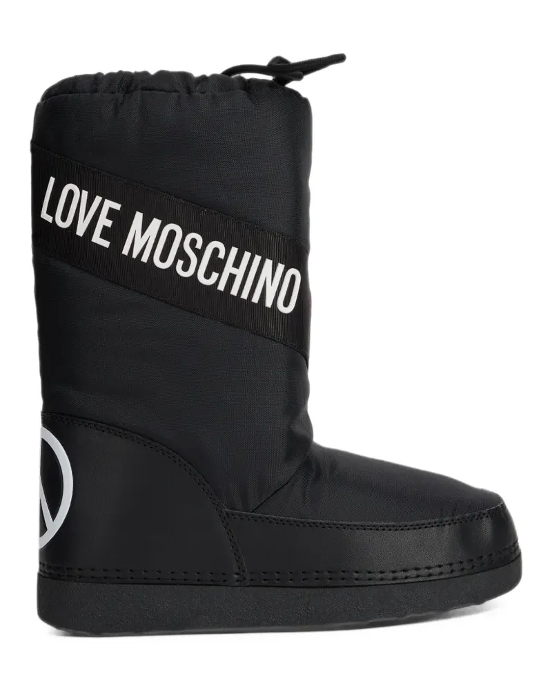 Moschino logo-embellishment heart-patch boots - Schwarz Schwarz