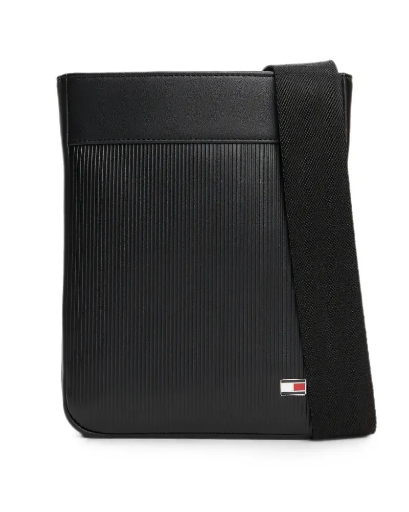 Tommy Hilfiger logo-patch ribbed messenger bag - Schwarz Schwarz