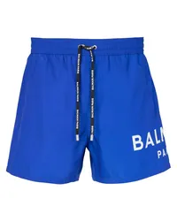 Balmain Badeshorts mit Logo-Print Blau