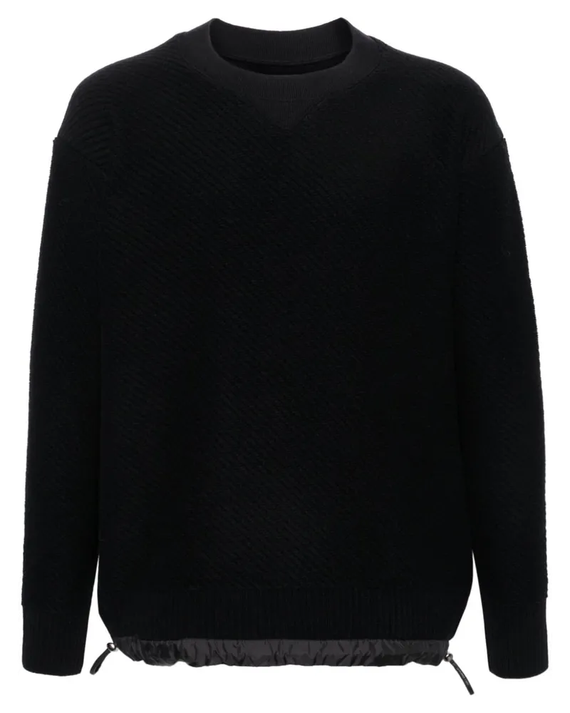 Sacai Gerippter Pullover mit Kordelzug - Schwarz Schwarz