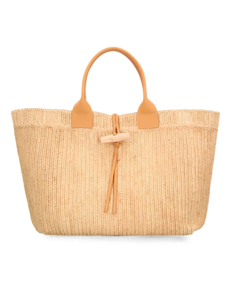 Longchamp XL Le Roseau raffia tote bag - Nude Nude