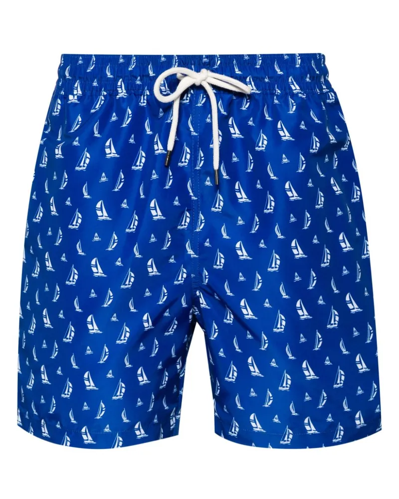 Ralph Lauren Traveler Badeshorts mit Boot-Print - Blau Blau