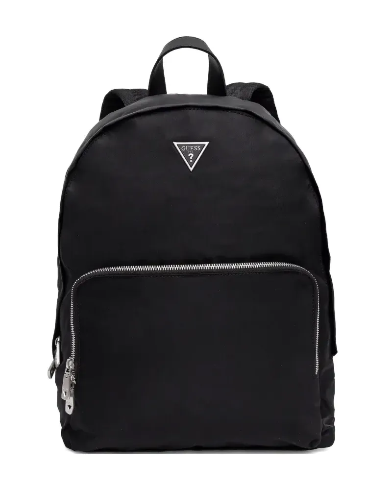 Guess Rucksack aus Nylon mit Logo-Schild - Schwarz Schwarz