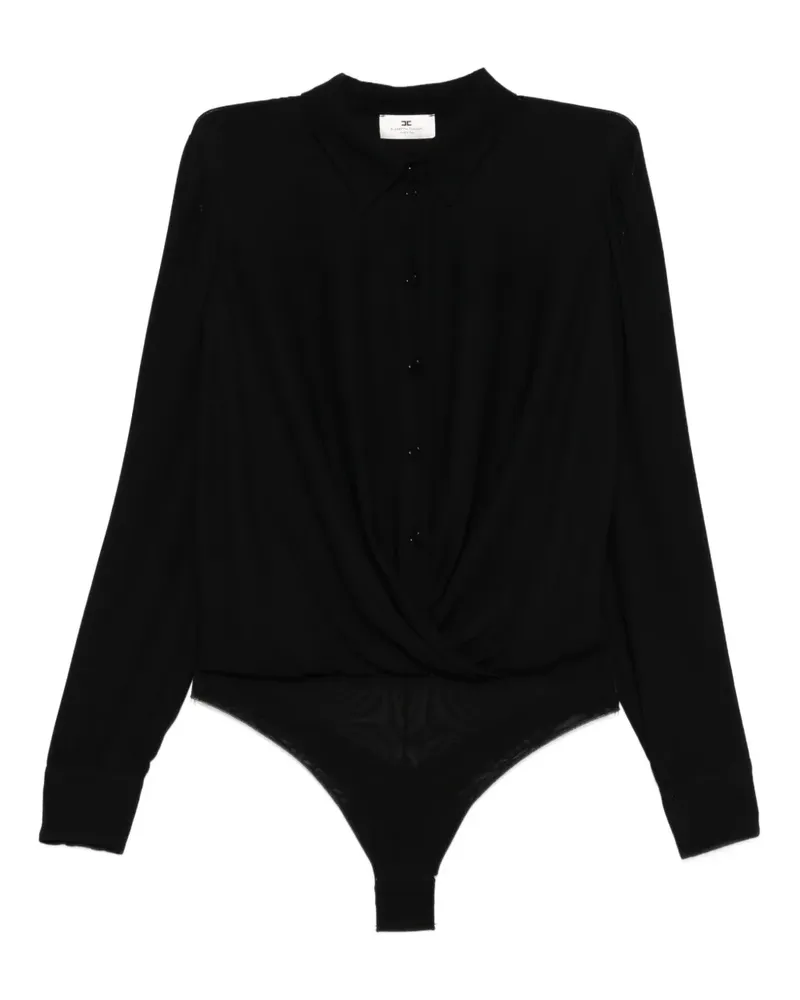 Elisabetta Franchi Geknöpfter Body mit Knotendetail - Schwarz Schwarz