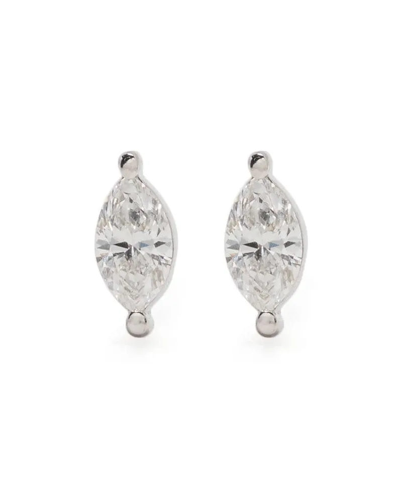 EF Collection 14kt Weißgoldohrstecker mit Diamant - Silber Silber