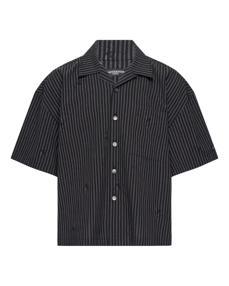 Mastermind Japan distressed striped shirt - Schwarz Schwarz